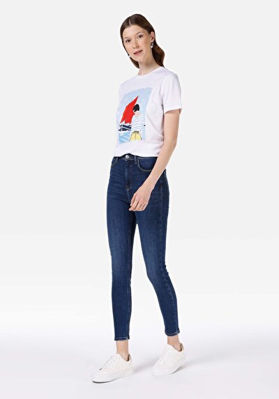 Image de 760 Diana Pantalon Bleu Foncé   En  Skinny Fit Femme