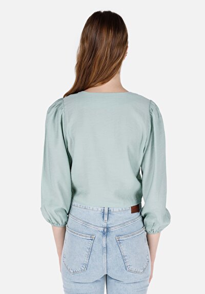 Image de Chemise À Manches Longues Vert Regular Fit Droit Sergé Femme