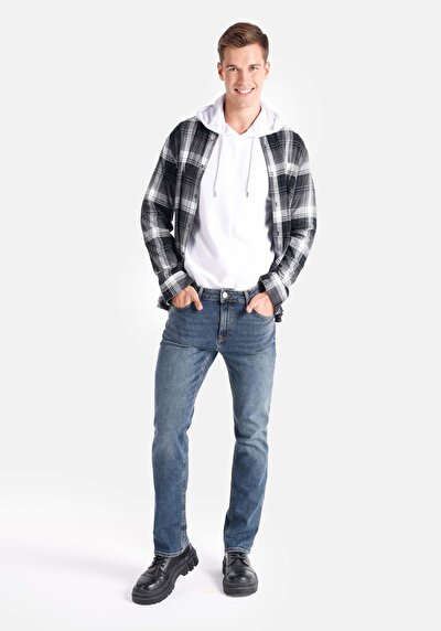 Image de 045 David Pantalon Bleu Straight Leg En Regular Fit Homme