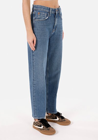 Image de 884 Lauren Pantalon Bleu En Straight Fit Femme