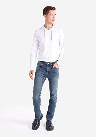 Image de 045 David Pantalon Bleu Straight Leg  En  Regular Fit Homme