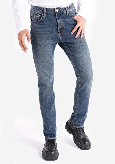 Image de 045 David Pantalon Bleu Straight Leg En Regular Fit Homme