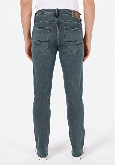 Image de 044 Karl Pantalon Bleu Straight Leg Low Rise En Jean Straight Fit Homme