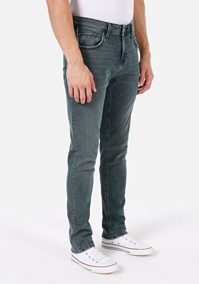 Image de 044 Karl Pantalon Bleu Straight Leg Low Rise En Jean Straight Fit Homme