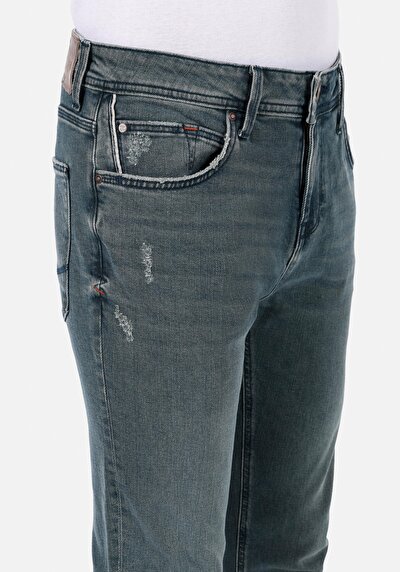 Image de 044 Karl Pantalon Bleu Straight Leg Low Rise En Jean Straight Fit Homme