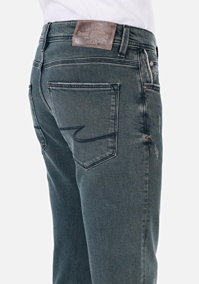 Afficher les détails de 044 Karl Pantalon Bleu Straight Leg Low Rise En Jean Straight Fit Homme