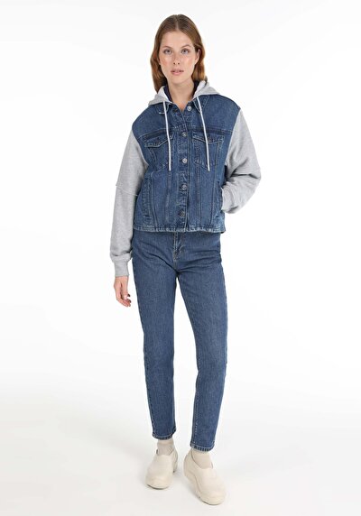 Afficher les détails de Veste De Blazer Denim Oversize Fit   Femme