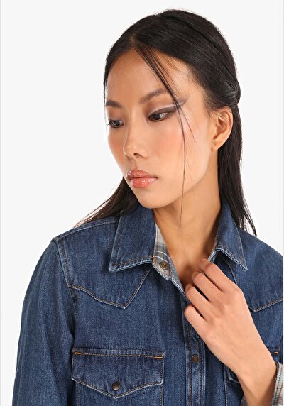Image de Chemise À Manches Longues Bleu Slim Fit   Femme