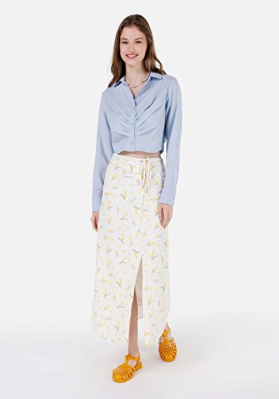 Image de Jupe Blanc Midi Skirt Floraison Uni Mdi Femme