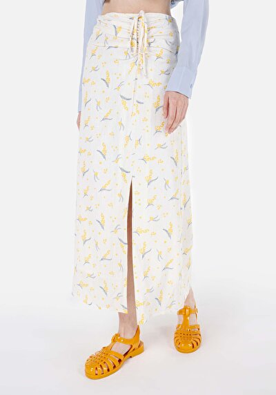 Image de Jupe Blanc Midi Skirt Floraison Uni Mdi Femme