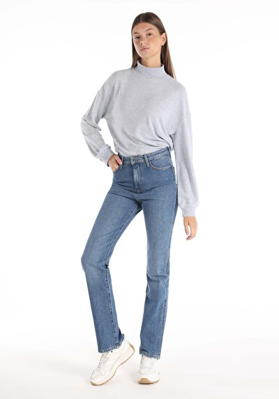 Image de 792 Mila Pantalon Bleu Slim Straight Leg En Regular Fit Femme