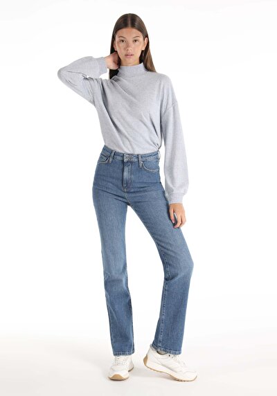 Image de 792 Mila Pantalon Bleu Slim Straight Leg  En  Regular Fit Femme
