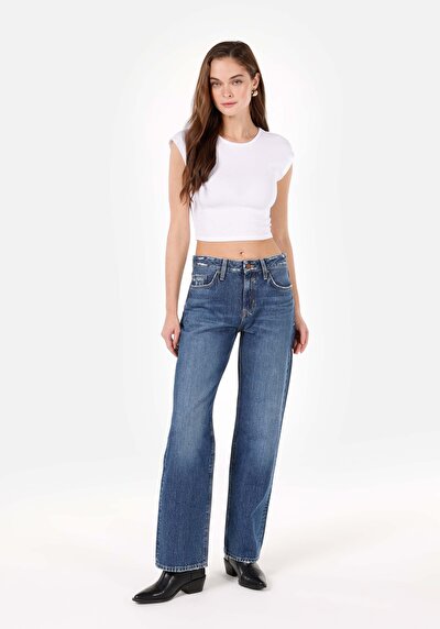 Afficher les détails de 880 Elisa Pantalon Denim   En  Straight Fit Femme