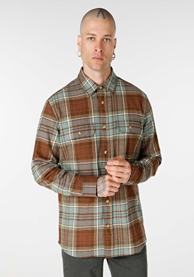 Image de Chemise À Manches Longues Kaki Regular Fit Homme