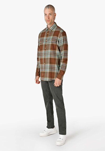 Image de Chemise À Manches Longues Kaki Regular Fit Homme