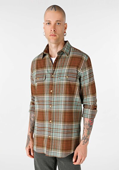 Image de Chemise À Manches Longues Kaki Regular Fit   Homme