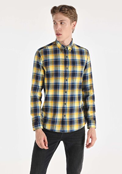 Image de Chemise À Manches Longues Marine Slim Fit   Homme