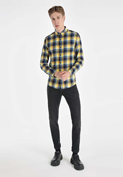 Image de Chemise À Manches Longues Marine Slim Fit Homme