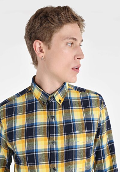 Image de Chemise À Manches Longues Marine Slim Fit   Homme