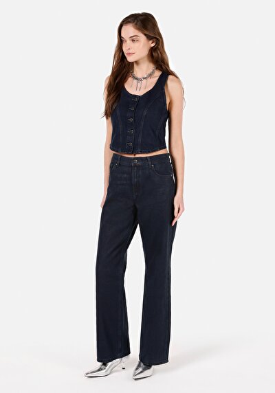 Afficher les détails de 975 Ella Pantalon Bleu Foncé   En  Regular Fit Femme