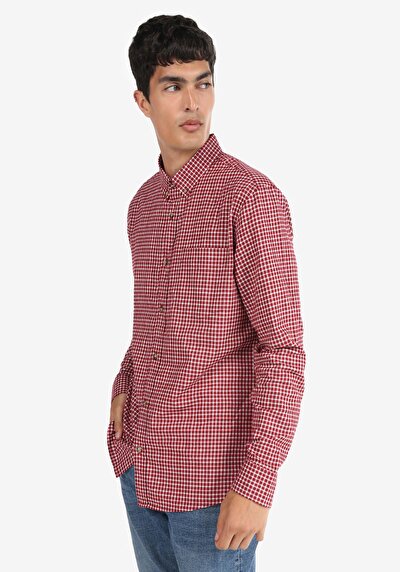 Image de Chemise À Manches Longues Bordeaux Regular Fit   Homme