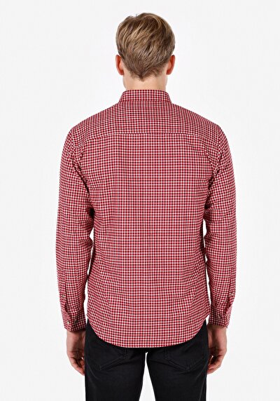Image de Chemise À Manches Longues Bordeaux Regular Fit Homme