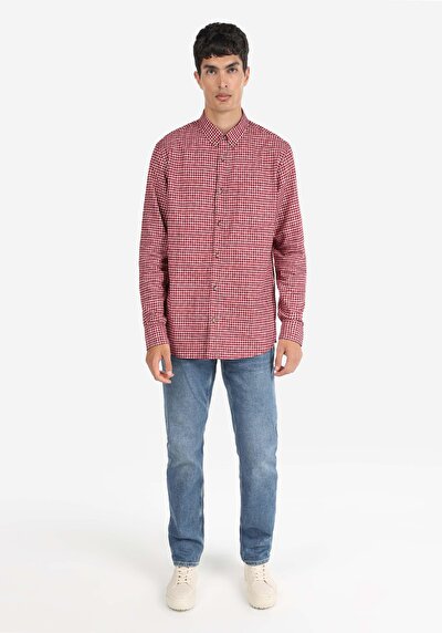 Image de Chemise À Manches Longues Bordeaux Regular Fit   Homme