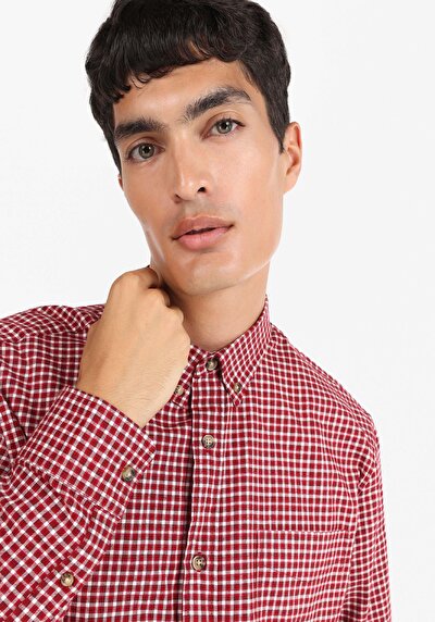 Image de Chemise À Manches Longues Bordeaux Regular Fit Homme