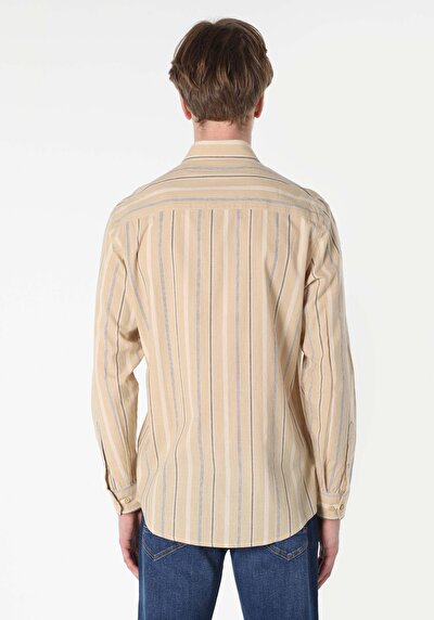 Image de Chemise À Manches Longues Beige Regular Fit   Homme