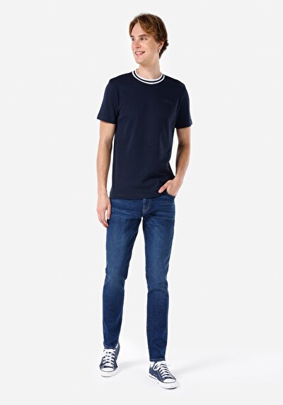 Image de 041 Danny Pantalon Bleu Slim Leg Low Rise En Slim Fit Homme