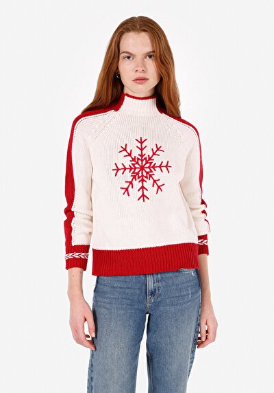 Image de Pull Ecru Regular Fit Manches Longues Femme