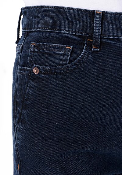 Image de 896  Maria Pantalon Bleu Foncé Tapered Leg  En  Mom Fit Femme