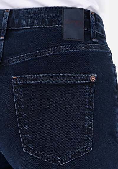 Afficher les détails de 896  Maria Pantalon Bleu Foncé Tapered Leg  En  Mom Fit Femme