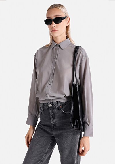 Image de Chemise À Manches Longues Gris Regular Fit   Femme