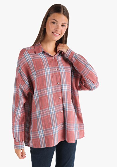 Afficher les détails de Chemise À Manches Longues Rouge Relaxed Fit   Femme