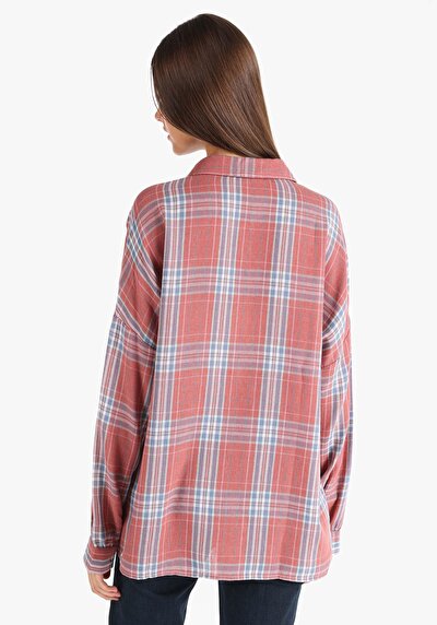 Image de Chemise À Manches Longues Rouge Relaxed Fit Femme
