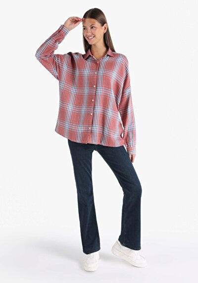 Afficher les détails de Chemise À Manches Longues Rouge Relaxed Fit   Femme