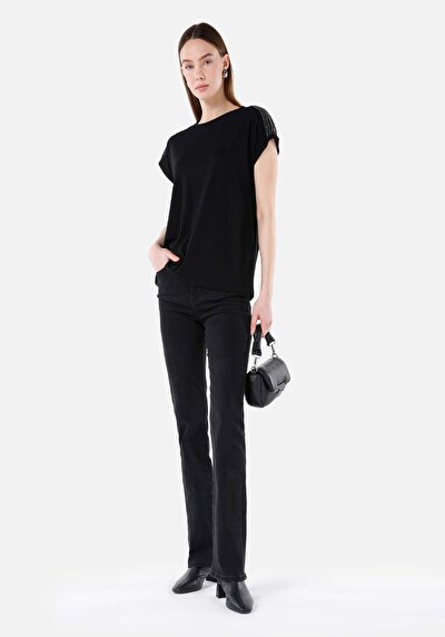 Image de 797 Adel Pantalon Denim Flare High Rise En  Slim Fit Femme