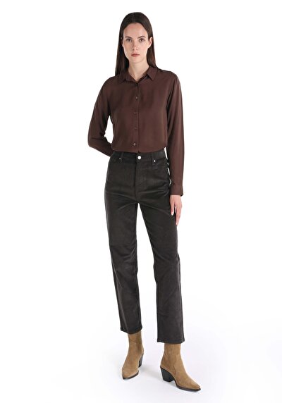 Image de Pantalon Anthracite Wide Leg En Regular Fit Femme