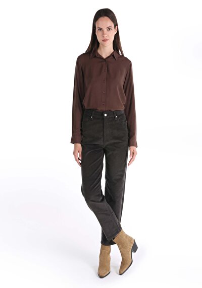 Image de Pantalon Anthracite Wide Leg  En  Regular Fit Femme
