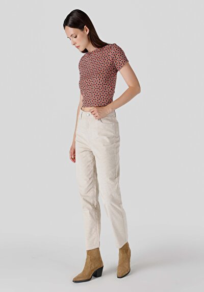 Afficher les détails de Pantalon Beige Wide Leg  En  Regular Fit Femme