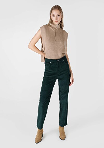 Image de Pantalon Vert Wide Leg  En  Regular Fit Femme