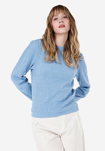 Image de T-shirt À Manches Longues Bleu Regular Fit Femme