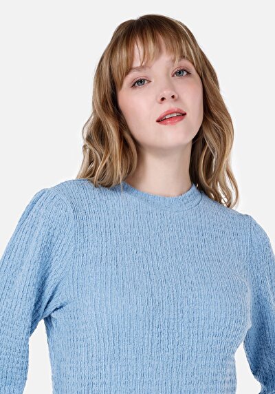 Image de T-shirt À Manches Longues Bleu Regular Fit Femme