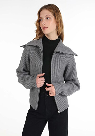 Image de Cardigan Tricot Gris Regular Fit Femme