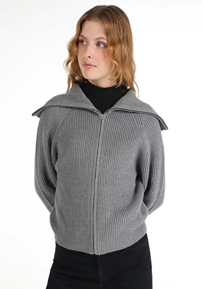 Image de Cardigan Tricot Gris Regular Fit Femme