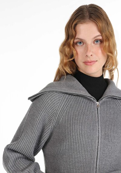 Image de Cardigan Tricot Gris Regular Fit Femme
