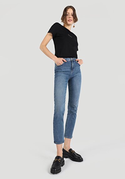 Afficher les détails de 703 Carla Pantalon Bleu   En  Slim Fit Femme