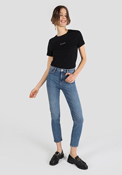 Afficher les détails de 703 Carla Pantalon Bleu   En  Slim Fit Femme
