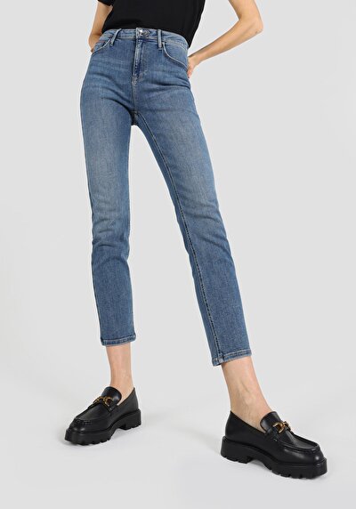 Afficher les détails de 703 Carla Pantalon Bleu   En  Slim Fit Femme
